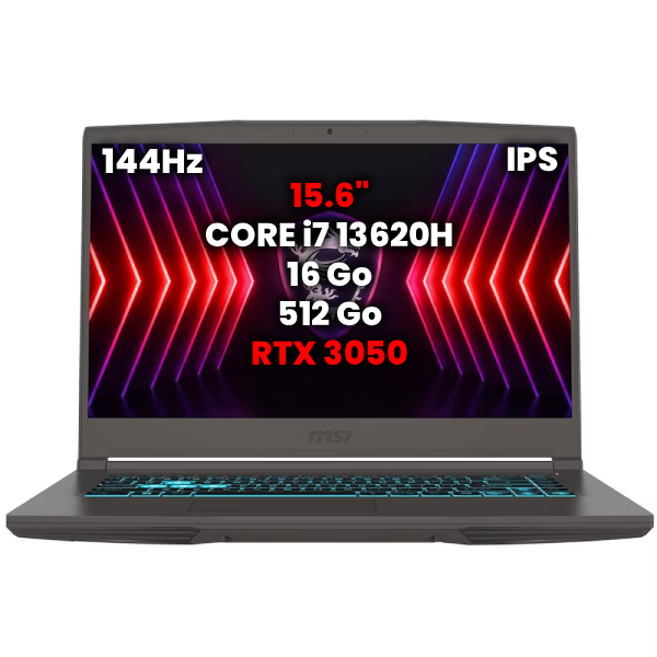 PC PORTABLE MSI THIN 15 B13UC-3233XMA 15.6"FHD/I7-13620H/RTX3050/16Go/512Go