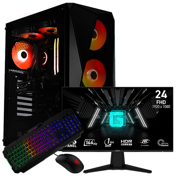 SETUP GAMER R5 5600/RX7600/16Go/500Go + G242L E14 + GK100 + GM100
