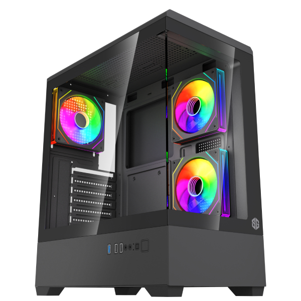 BOITIER SG GLASS 3 FAN ARGB NOIR