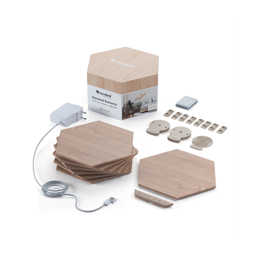 LUMINAIRE NANOLEAF ELEMENTS WOOD LOOK HEXAGONS STARTER KIT 7 PACK