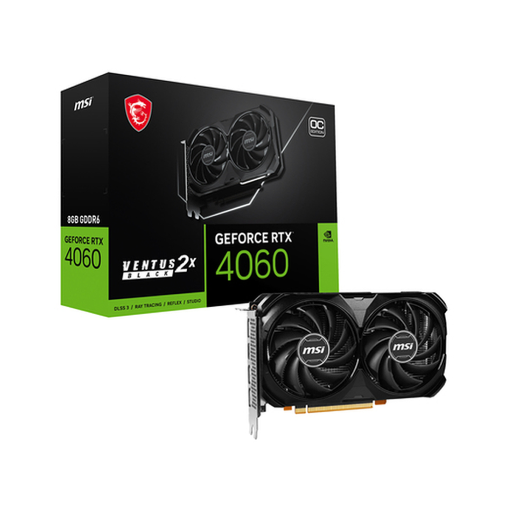CARTE GRAPHIQUE MSI GEFORCE RTX 4060 VENTUS 2X BLACK OC 8GB