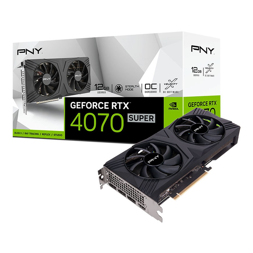 CARTE GRAPHIQUE PNY GEFORCE RTX 4070 SUPER 12GB VERTO OC (VCG4070S12DFXPB1-O)