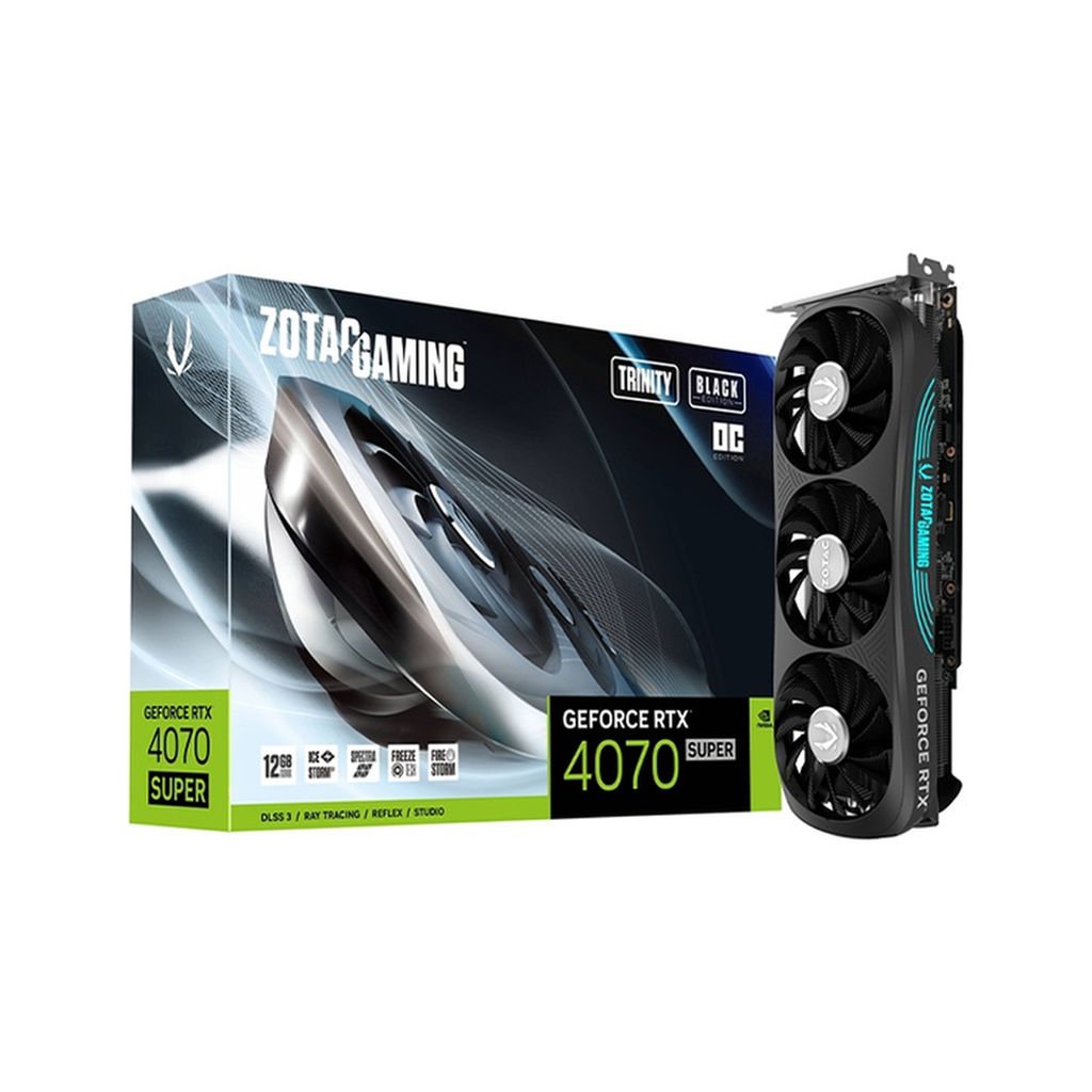 CARTE GRAPHIQUE ZOTAC GAMING GEFORCE RTX 4070 SUPER TRINITY OC BLACK EDITION 12 GO GDDR6X