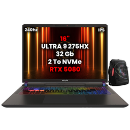[SG-10186] PC PORTABLE MSI VECTOR 16 HX AI A2XWIG-417MA 16"WQXGA/U9-275HX/RTX5080/32Go/2To